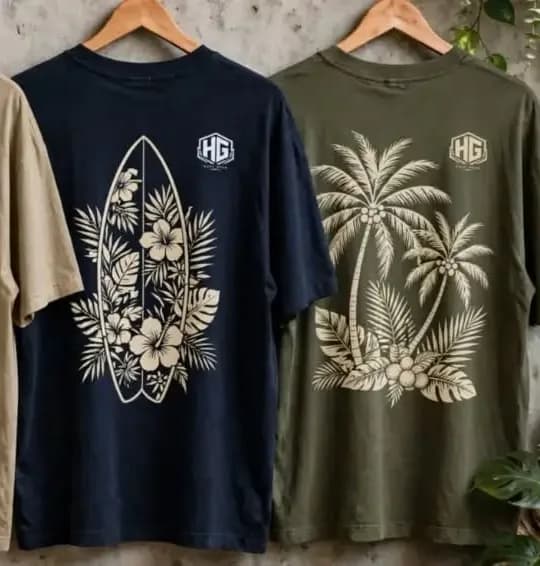 Camiseta Prancha e Coqueiro colorida