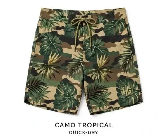 Bermuda de surf camuflada tropical