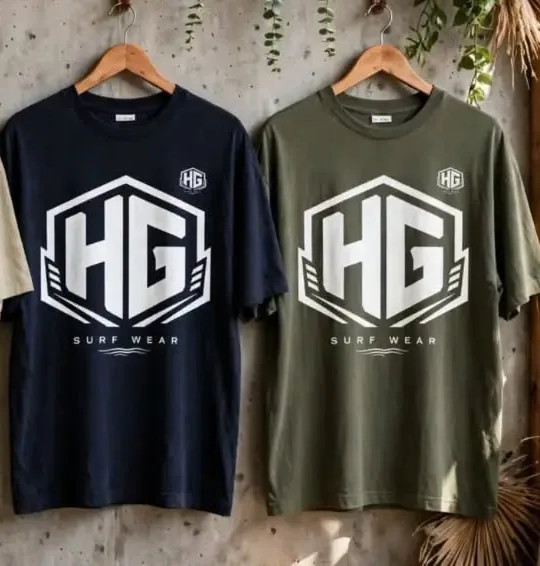 Camiseta HG azul-marinho e verde