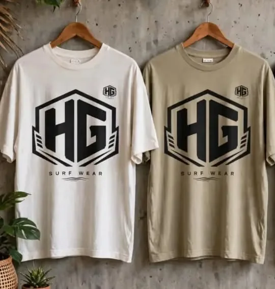 Camiseta HG off-white e areia